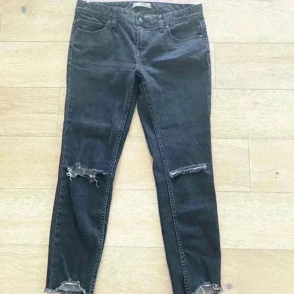 Free people distressed jeans black size 28 - Picture 1 of 7